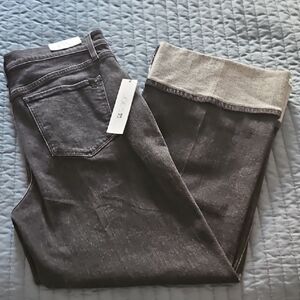 Joe's Trixie Trouser Wide Leg Cuffed Buttom Denim: Mindset (Black): Size- 32